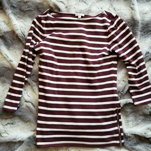 gap/ maroon striped 3/4 sleeve shirt/ xs